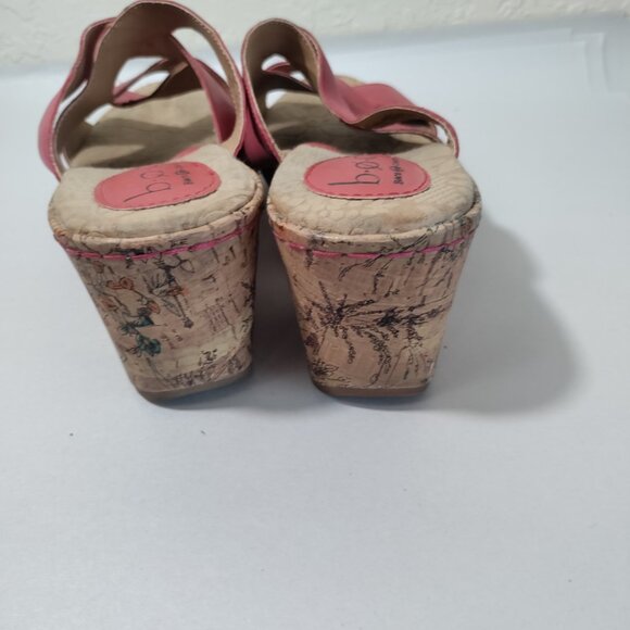 BOC Born Concept Red Leather Floral Cork Slide Strappy Wedge  Sandals Sz‎ 9 - Picture 5 of 8